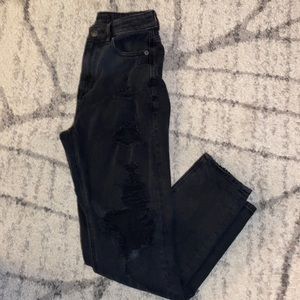 AE Black ripped high rise jeans
